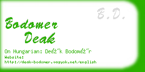 bodomer deak business card